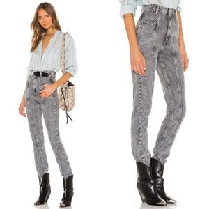 Isabel Marant Etoile Pantalon Hominy Gray High Waist Acid Stone Wash Jeans 38 4